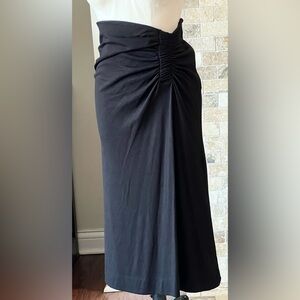 Gibson midi skirt, size large, black ruched stretch knit